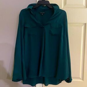 Forest green collared blouse